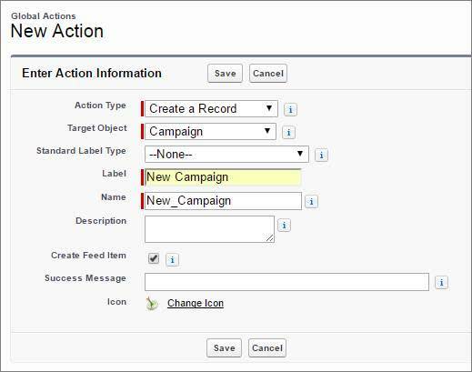 Create a New Campaign action