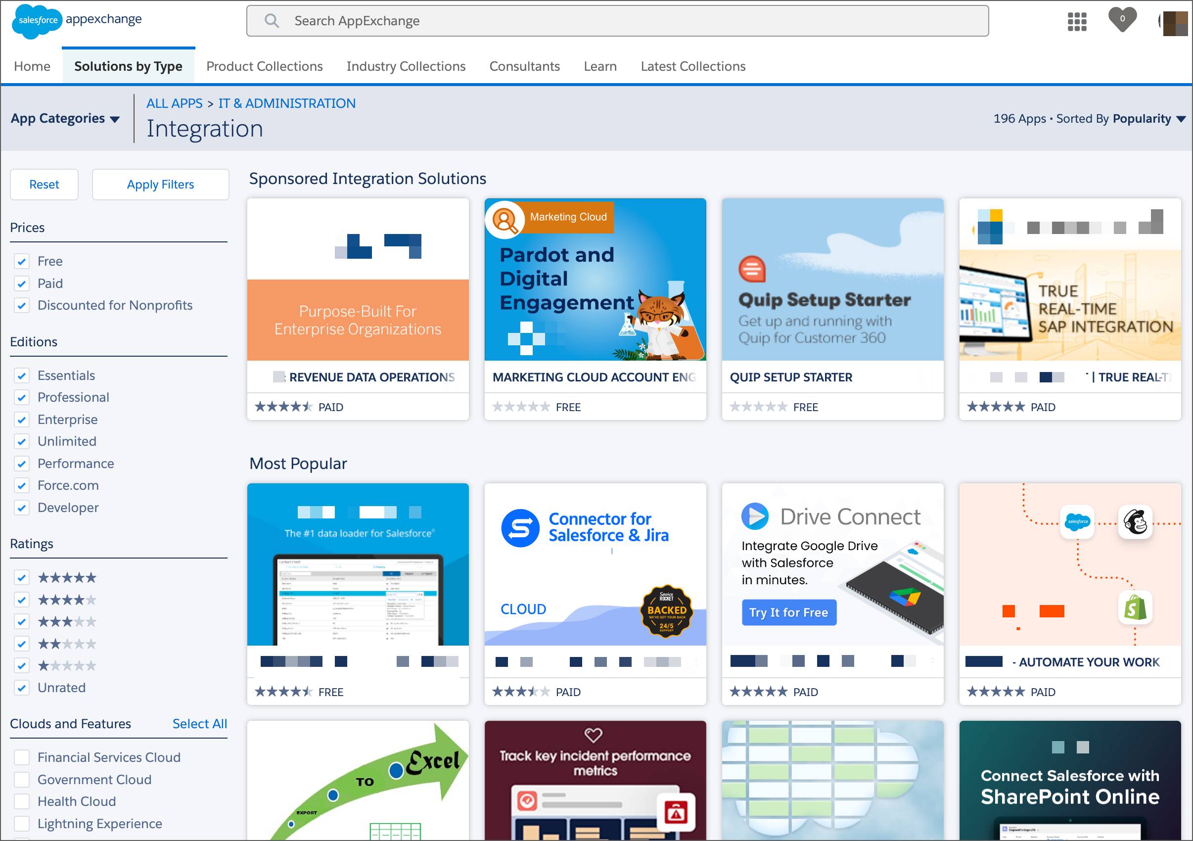 La pagina iniziale di AppExchange.