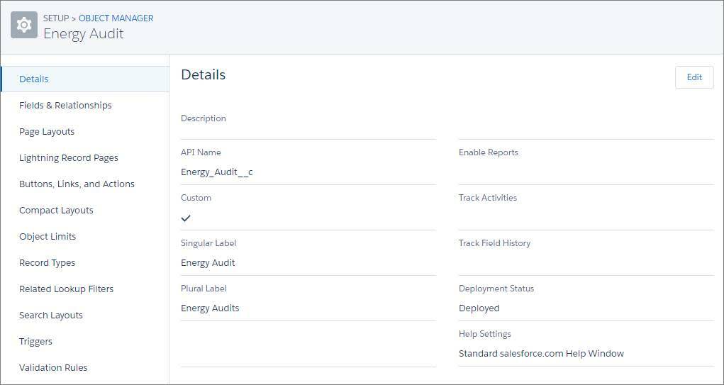 Energy Audit object details