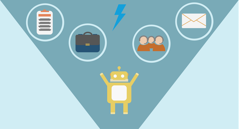 Graphic of a robot automating case processes.