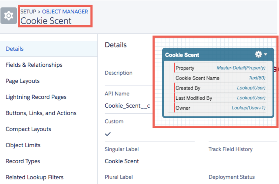 A comparison of an object in Object Manager and Schema Builder.