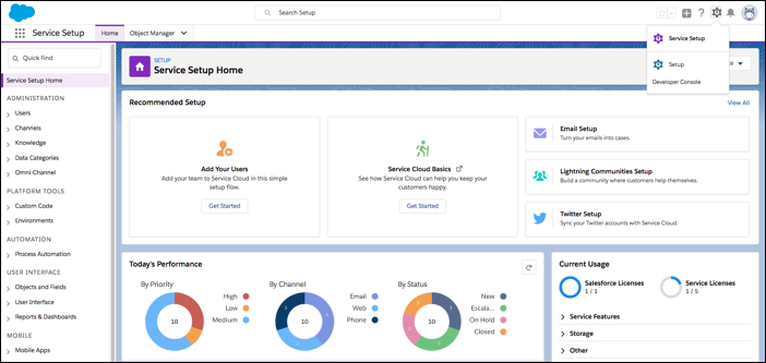 Accueil de la Configuration de Service